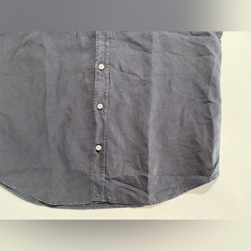 NEW- Size L Mens North Country Long Sleeve Button Down Shirt Linen Dark Navy - Picture 2 of 8